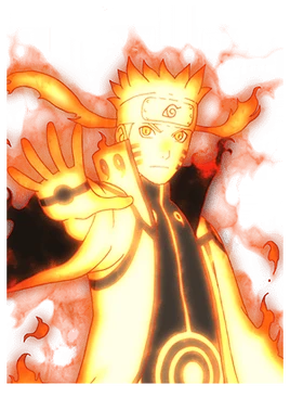 Naruto Uzumaki in Kurama chakra link mode glowing with fox chakra